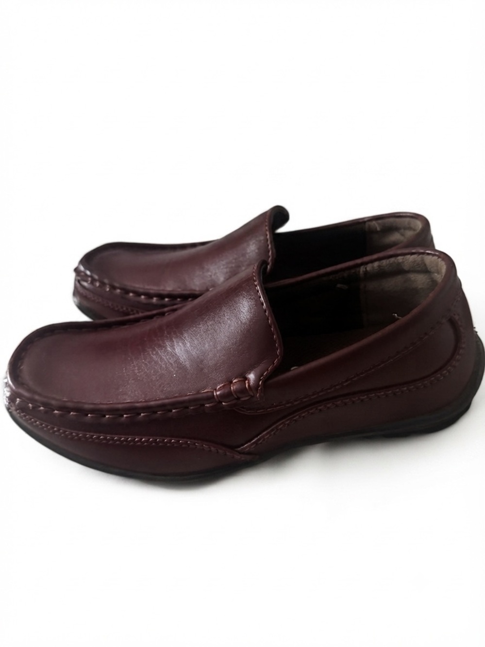 Deer Stags Kids Moccasins in Burgundy